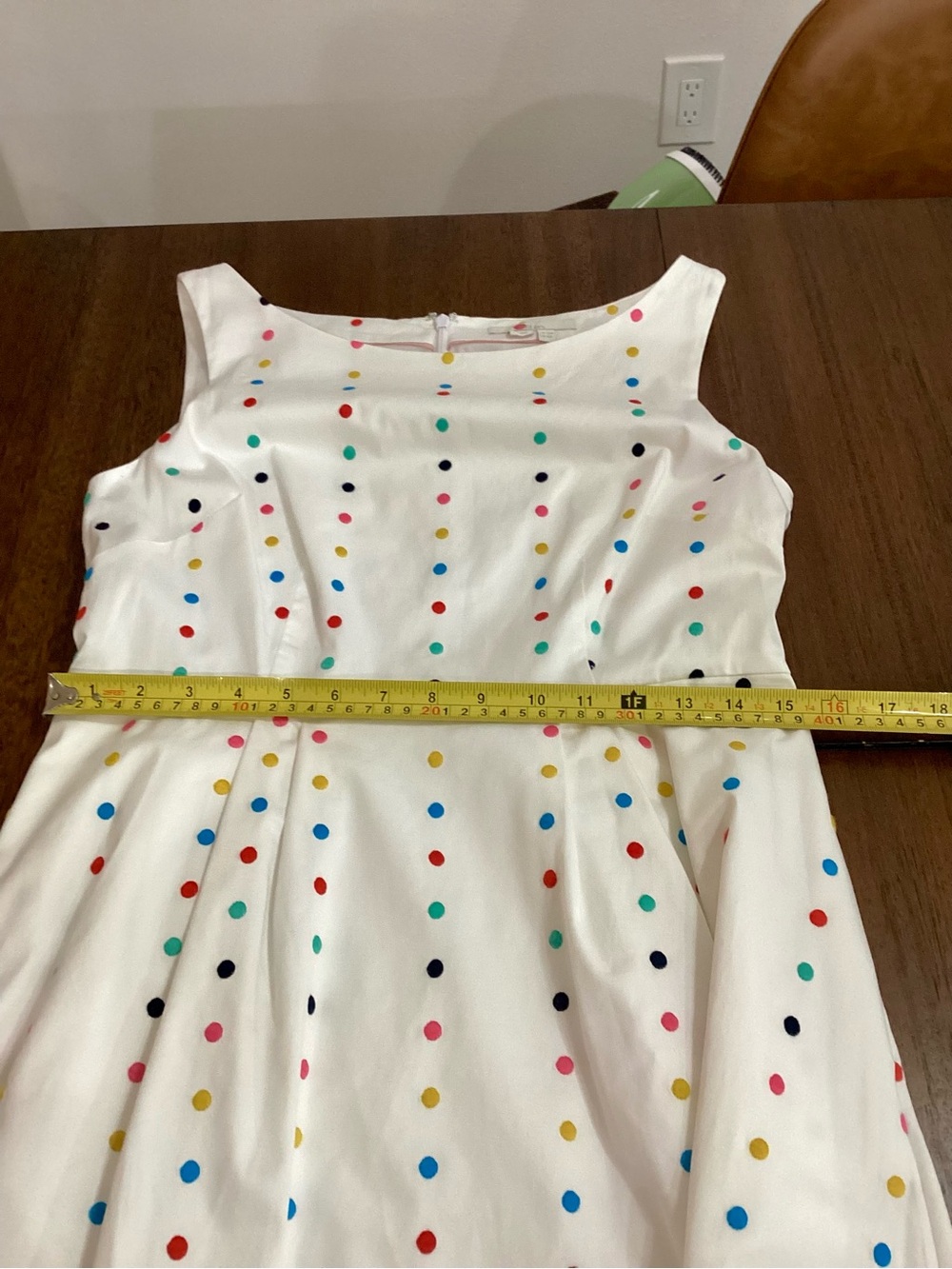 Boden White Cotton Multi-Color Embroidered Polka Dot Fit & Flare Dress Sz 6P - Picture 8 of 13